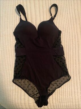 Stella McCartney Black Polka-Dot Mesh Bodysuit